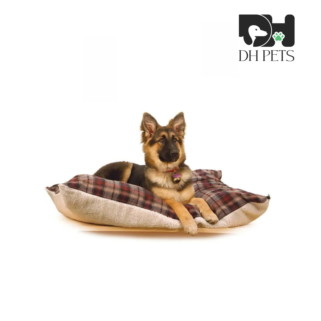 DH Pets - Flannel Sherpa Bed, Burgundy