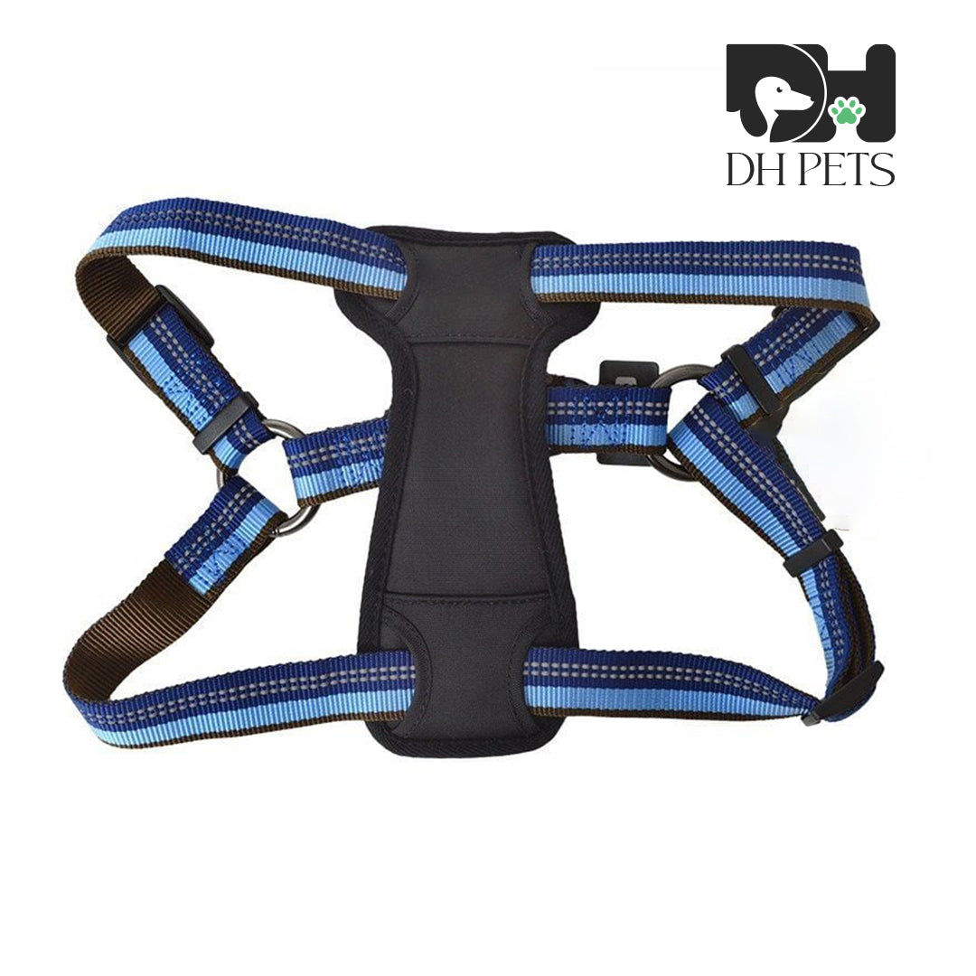 DH Pets - Reflective Adjustable Padded Dog Harness - Fits 20"-30" Girth